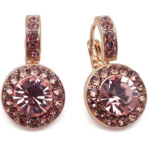 Mariana Brown Meadow Gold Earrings in Lt Peach & Brown Circle Mosaic 1119 NWT